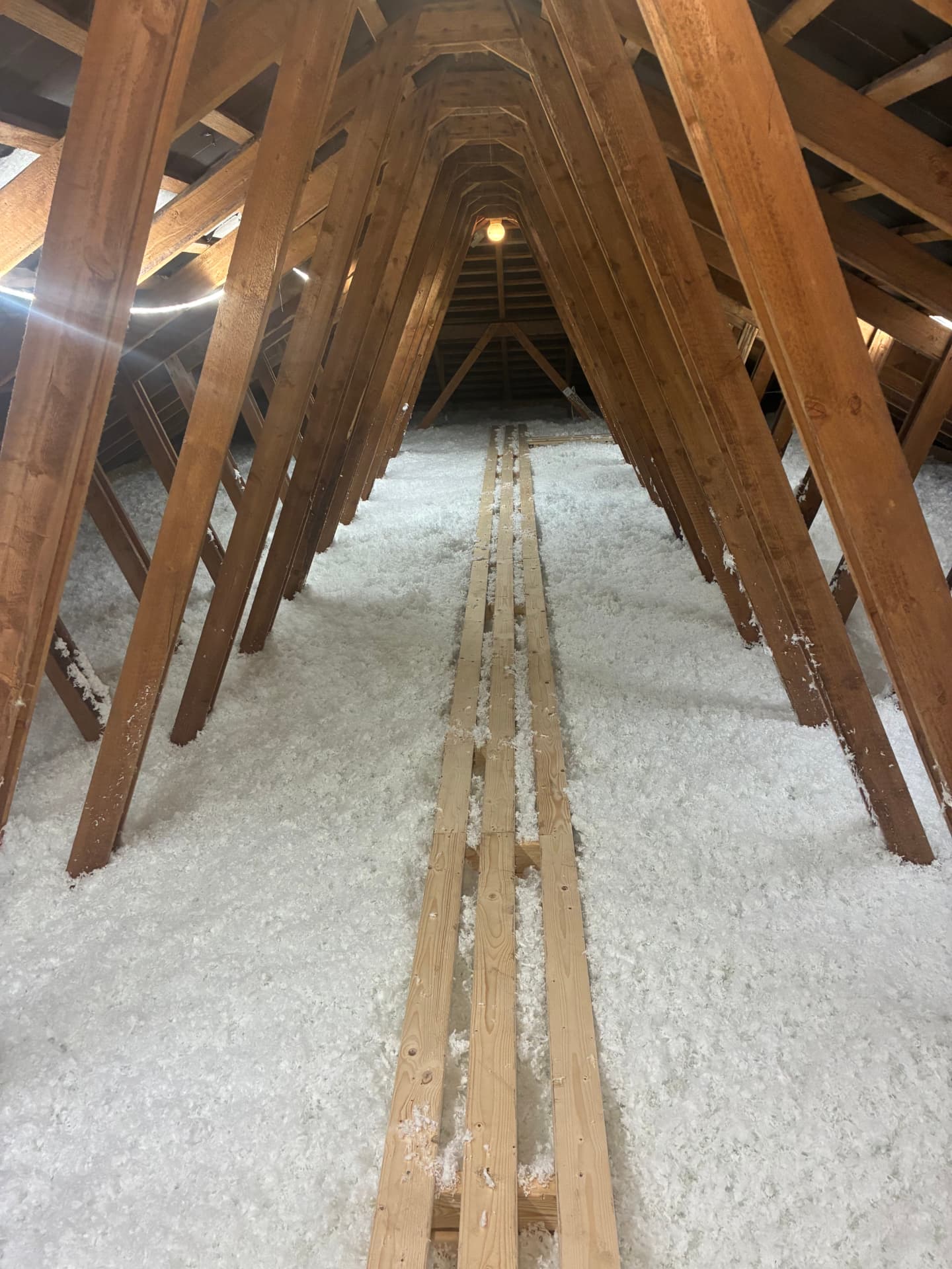 Loft efter indblæsning af isolering
